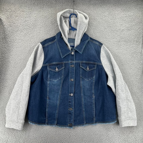 Susan Graver Jackets & Blazers - GRAVER by Susan‎ Graver Denim & French Terry Jean Jacket Antique Wash Size 3X